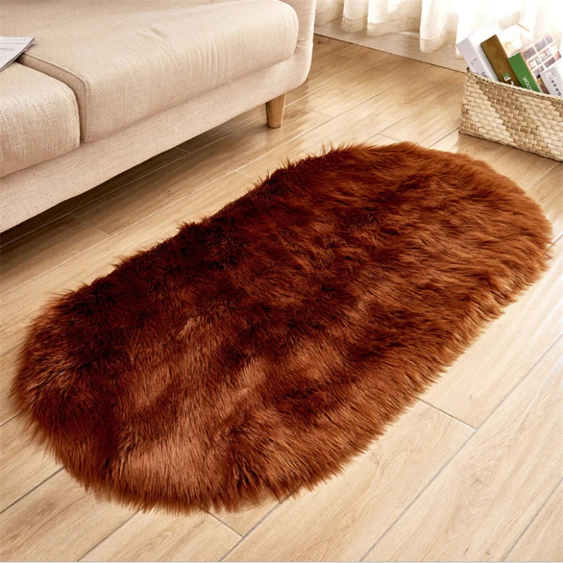Red Blanket Faux Fur Imitation Wool Rug Floor  Pure Color Rugs Sheepskin Carpets For Living Room Bedroom