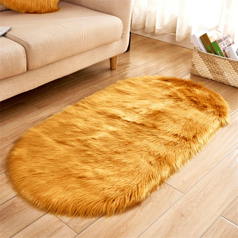 Red Blanket Faux Fur Imitation Wool Rug Floor  Pure Color Rugs Sheepskin Carpets For Living Room Bedroom