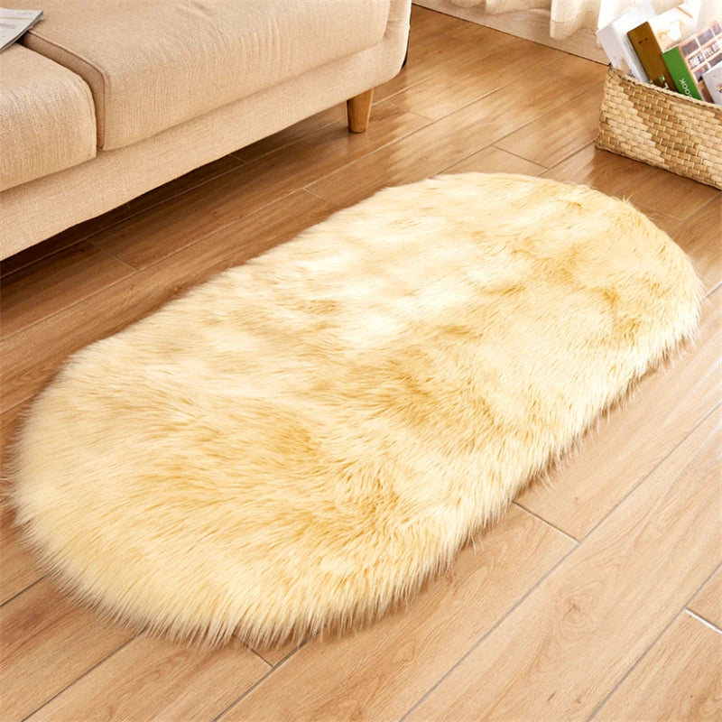 Red Blanket Faux Fur Imitation Wool Rug Floor  Pure Color Rugs Sheepskin Carpets For Living Room Bedroom
