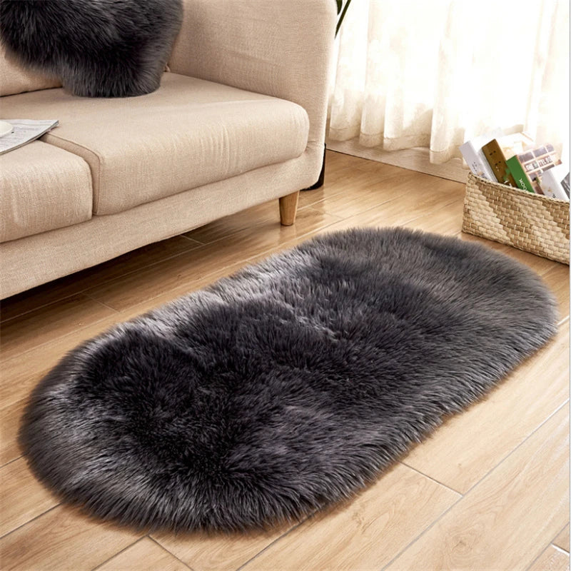 Red Blanket Faux Fur Imitation Wool Rug Floor  Pure Color Rugs Sheepskin Carpets For Living Room Bedroom