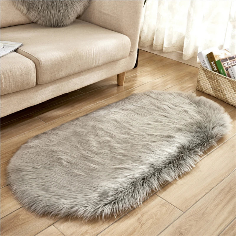 Red Blanket Faux Fur Imitation Wool Rug Floor  Pure Color Rugs Sheepskin Carpets For Living Room Bedroom