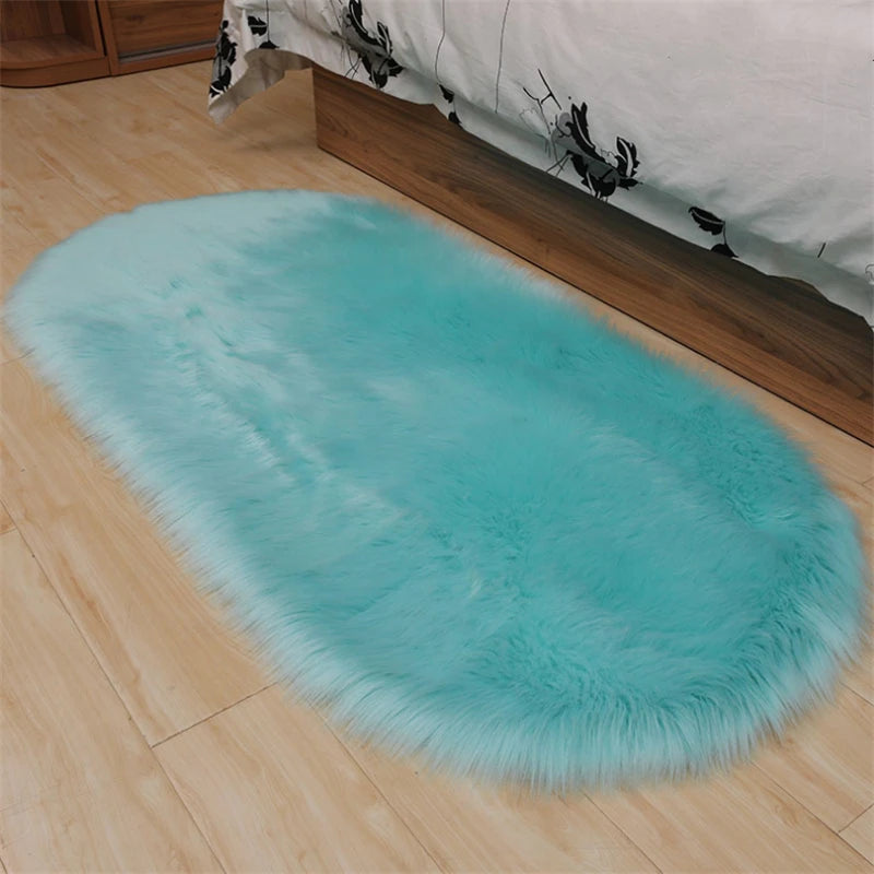 Red Blanket Faux Fur Imitation Wool Rug Floor  Pure Color Rugs Sheepskin Carpets For Living Room Bedroom