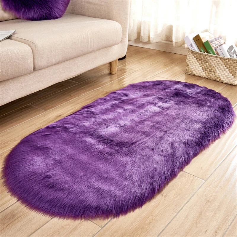 Red Blanket Faux Fur Imitation Wool Rug Floor  Pure Color Rugs Sheepskin Carpets For Living Room Bedroom