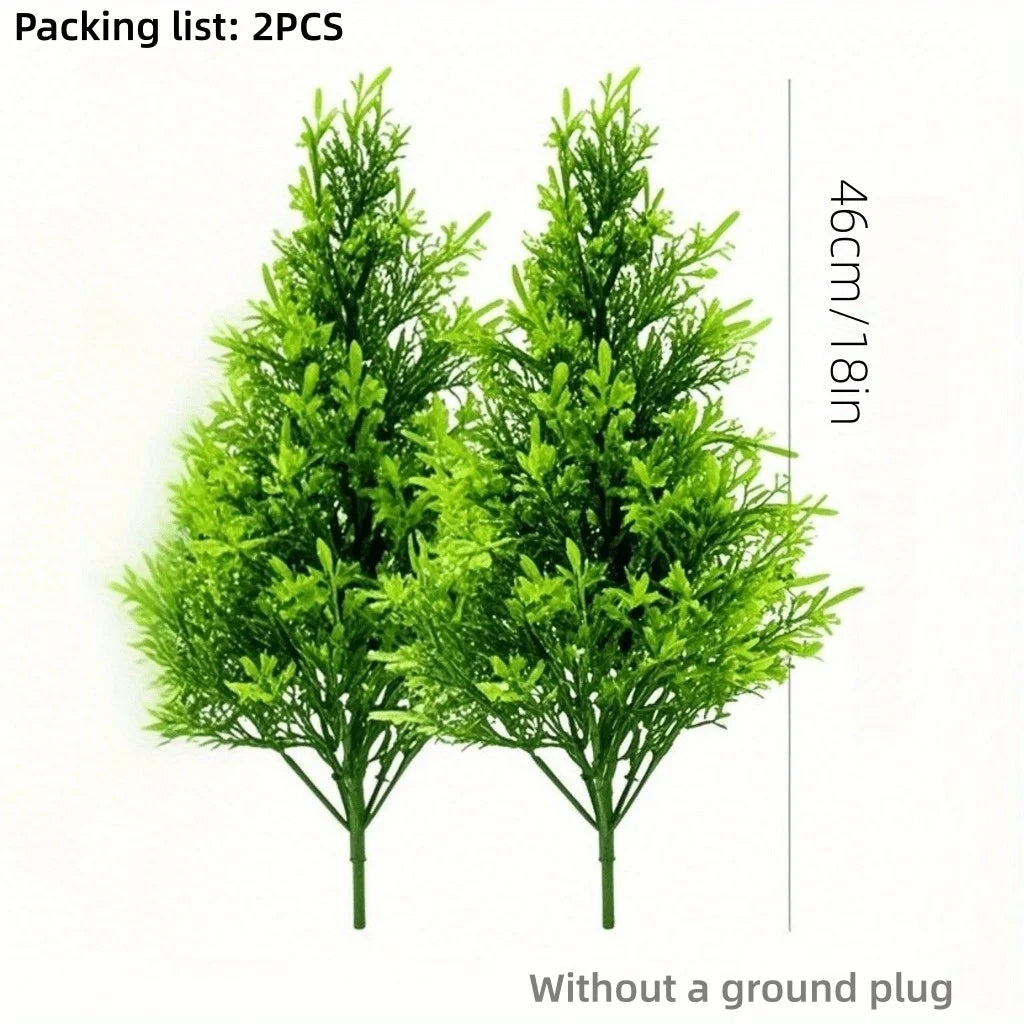 2pcs Artificial Pine Needle Christmas Trees - Realistic Indoor/Outdoor -Resistant Plastic Mini Holiday Decor for Garden & Patio