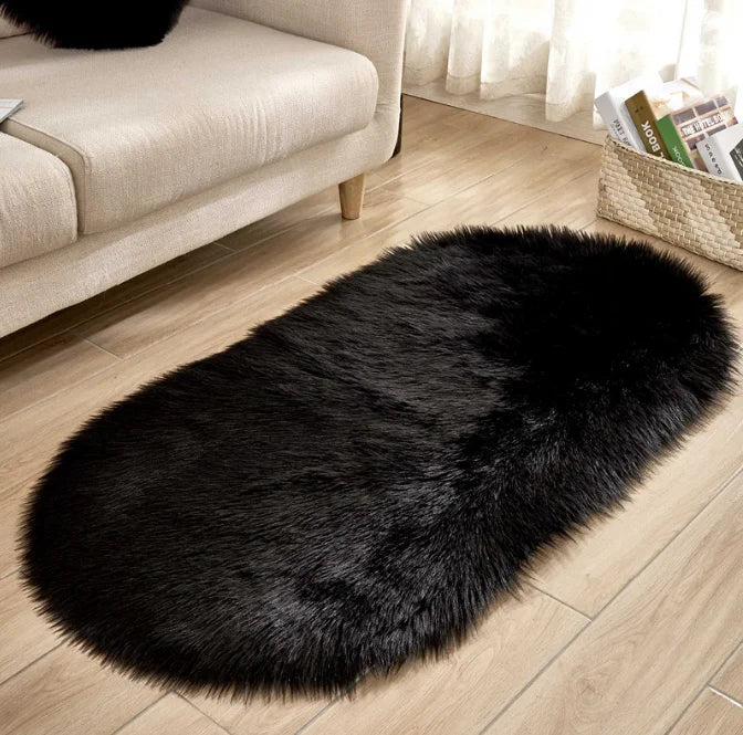 Red Blanket Faux Fur Imitation Wool Rug Floor  Pure Color Rugs Sheepskin Carpets For Living Room Bedroom