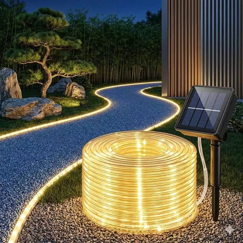 7m/12m/22m Solar Christmas Rope Light Outdoor Waterproof Xmas Garland Fairy Garden Decoration