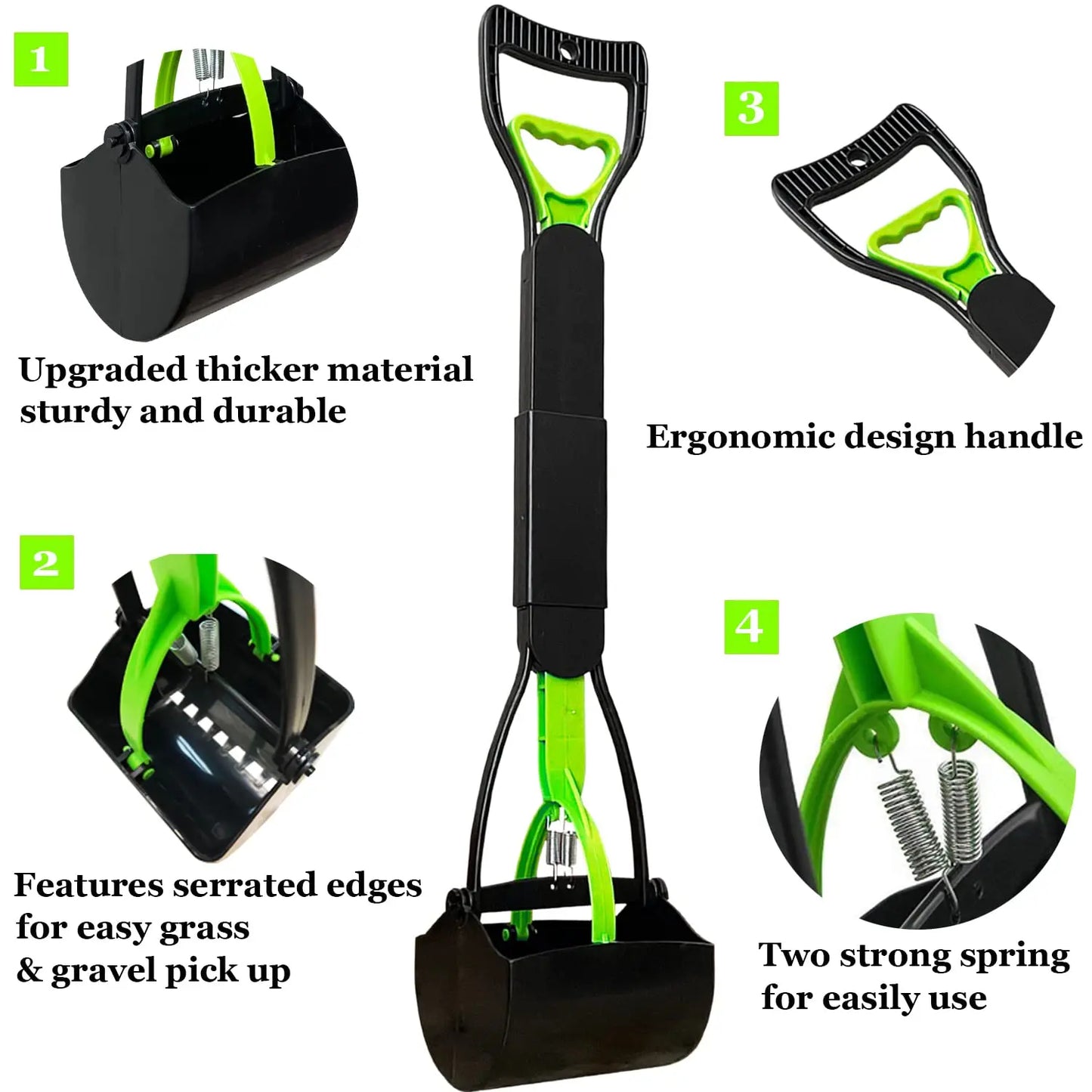 Portable Foldable Dog Poop Scooper No-Bend Pet Waste Pickup Tool Scoop for Large/Small Dogs Outdoor Walking  Lawn Cleaning Pet